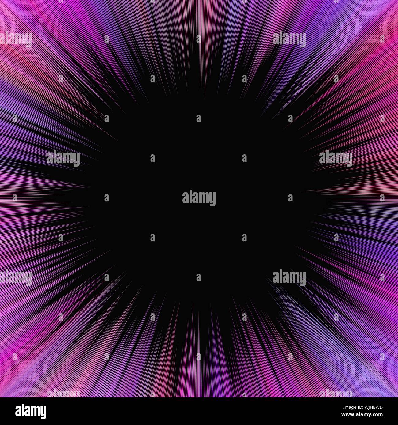 Purple psychedelic abstract starburst background design - vector explosive graphic with blank space in the center Stock Vector
