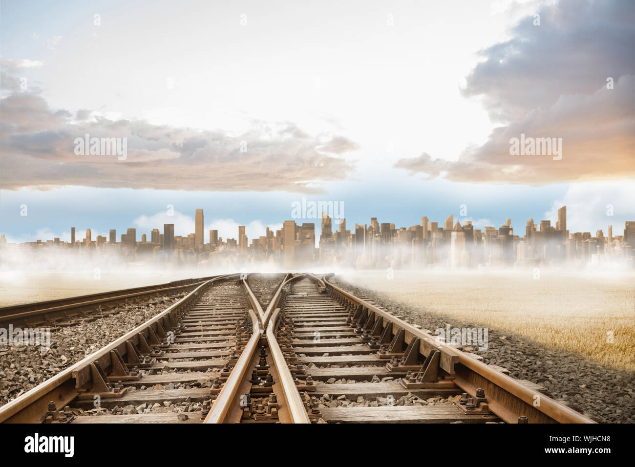 Tracks leading railway building hi-res stock photography and images - Alamy