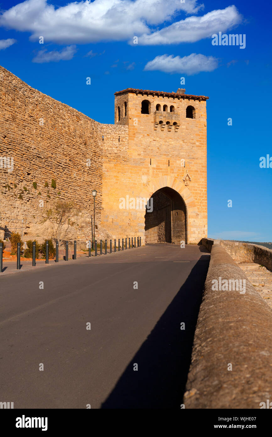Morella in castellon Maestrazgo castle fort entrance door at Spain Stock Photo