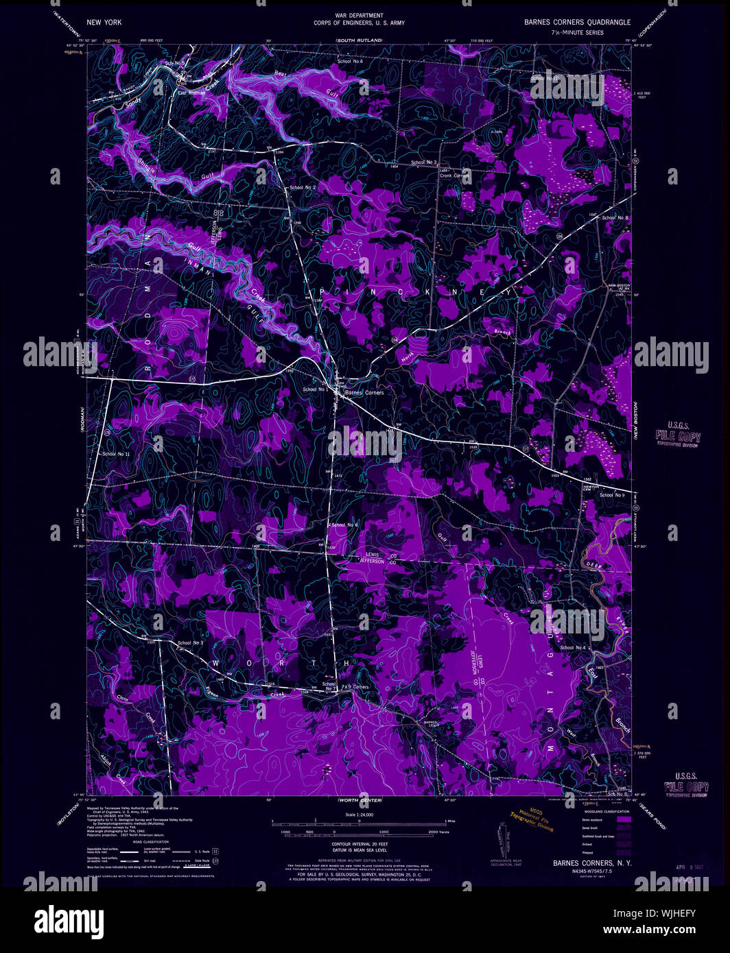 New York NY Barnes Corners 123178 1943 24000 Inverted Restoration Stock