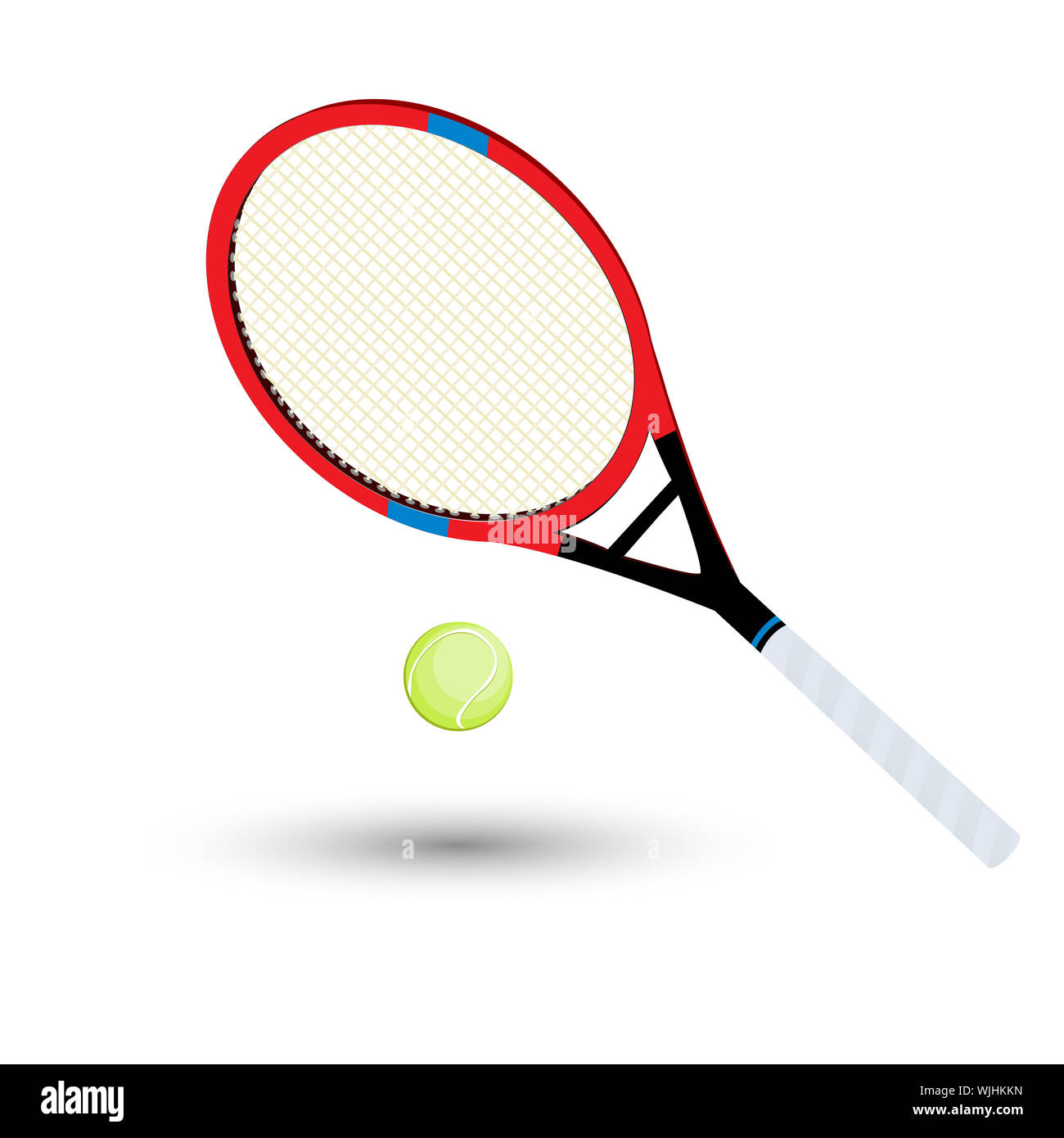 A tennis racket and ball over white background Stock Photo - Alamy