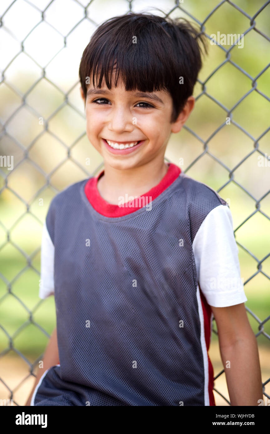 Portrait of happy boy laughing in front of camera Stock Photo - Alamy