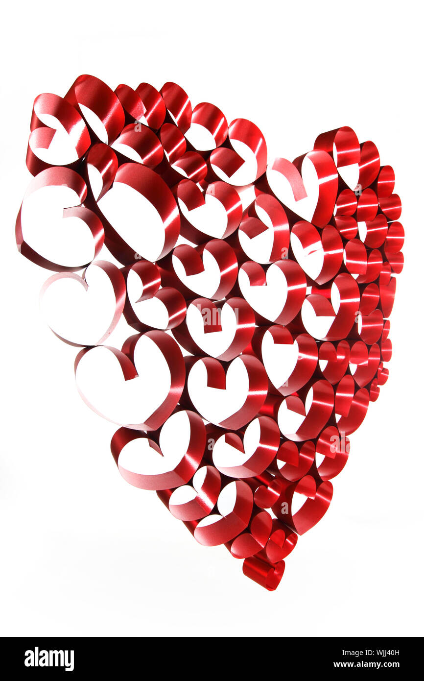 Abstract Red ribbon heart isolated on white background Stock Photo - Alamy