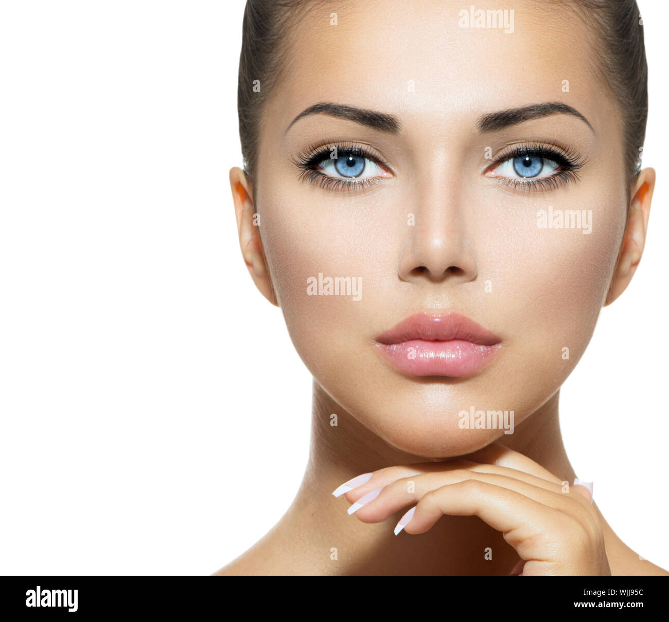 Beauty Portrait. Beautiful Spa Woman Touching her Face Stock Photo - Alamy