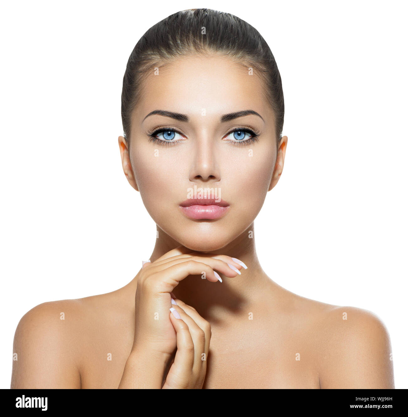 Beauty Portrait. Beautiful Spa Woman Touching her Face Stock Photo - Alamy