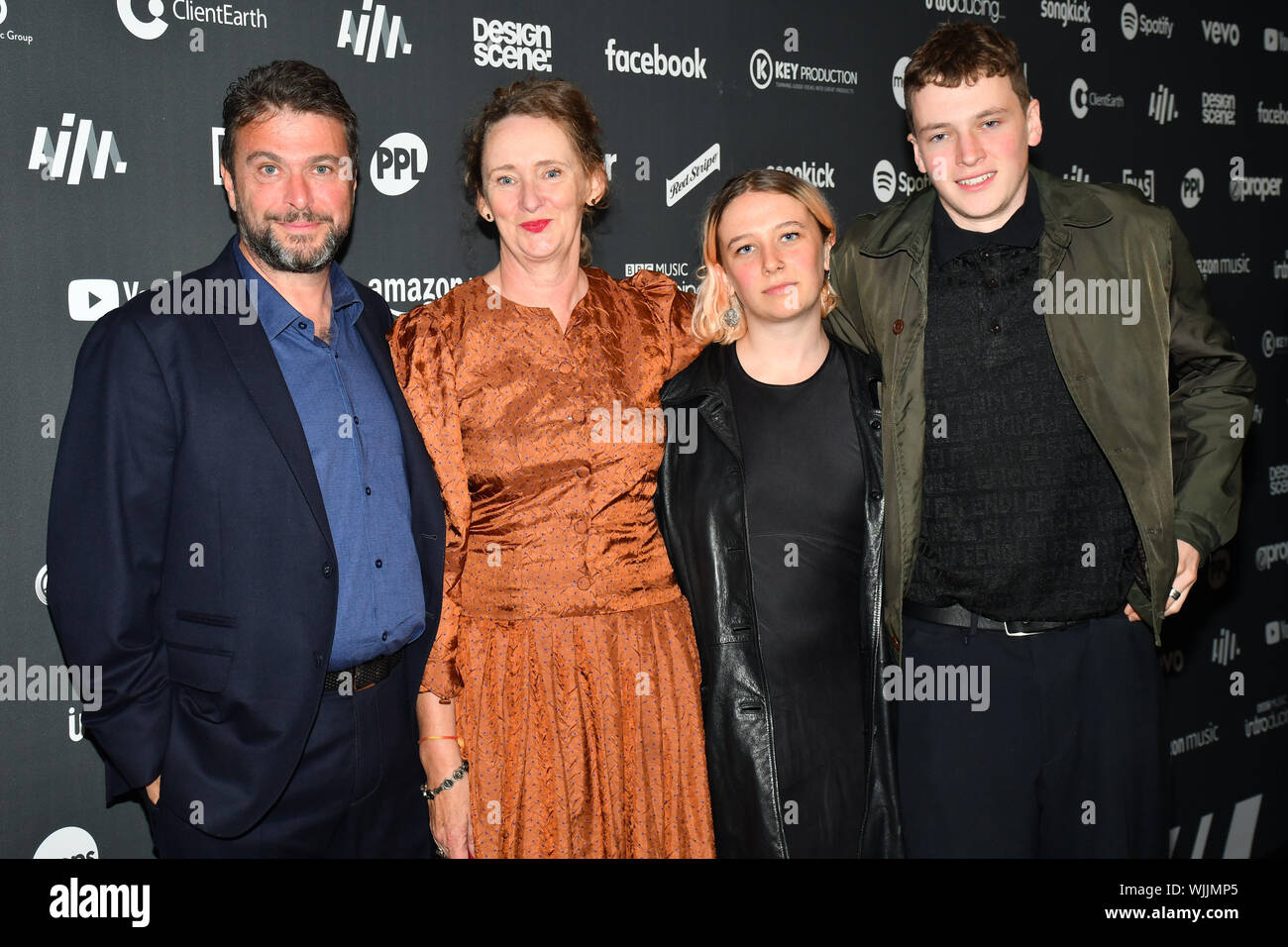 Charles Caldas and family arrives at the AIM Independent Music Awards at the Roundhouse on 3 September 2019, Camden Town, London, UK. Stock Photo