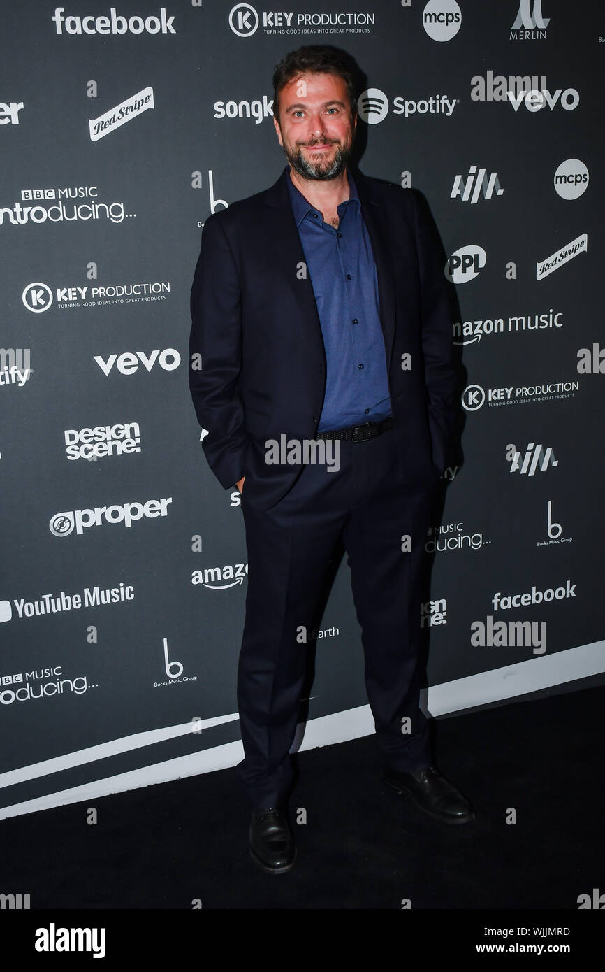 Charles Caldas arrives at the AIM Independent Music Awards at the Roundhouse on 3 September 2019, Camden Town, London, UK. Stock Photo