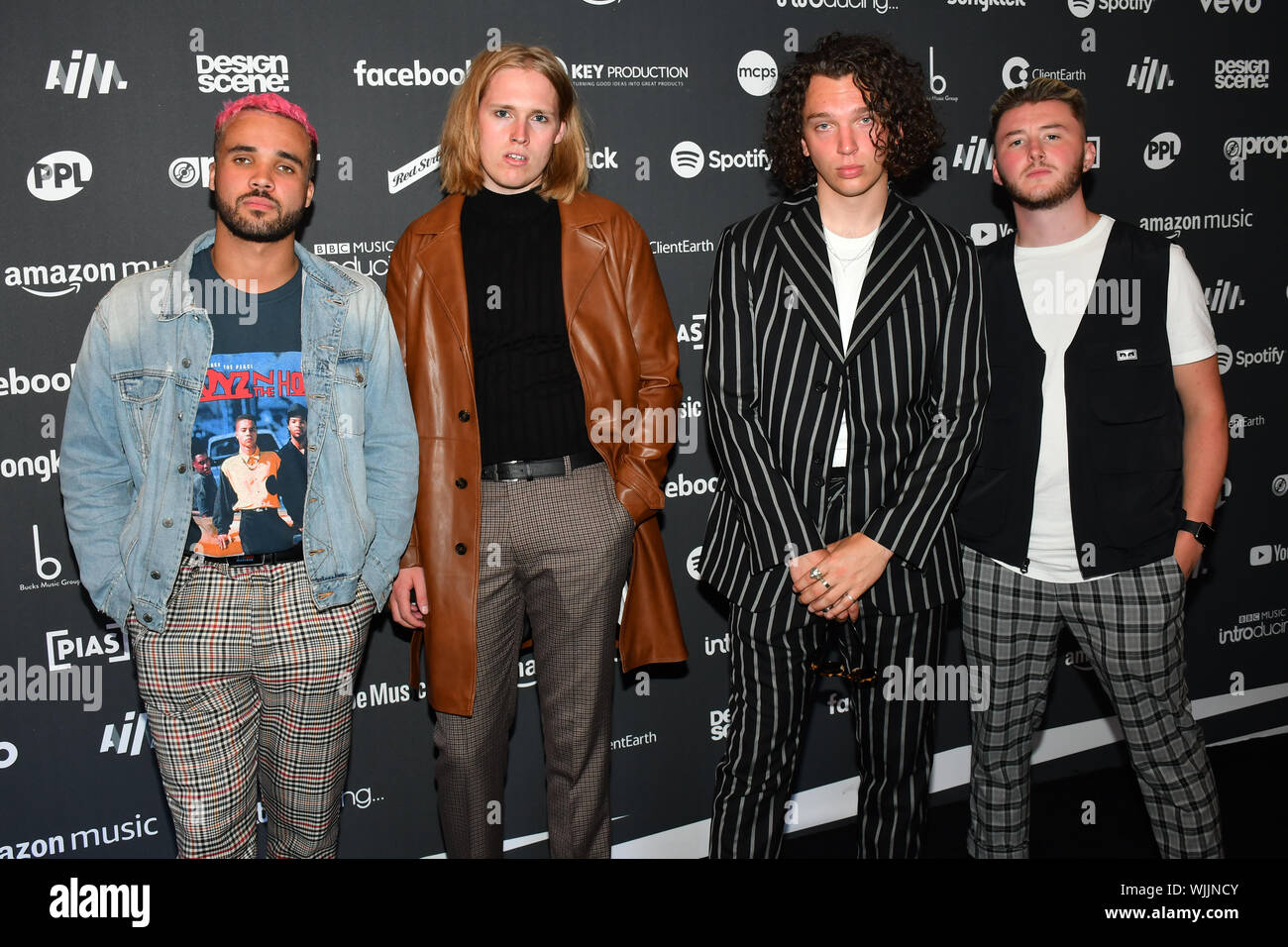 Larkins arrives at the AIM Independent Music Awards at the Roundhouse on 3 September 2019, Camden Town, London, UK. Stock Photo