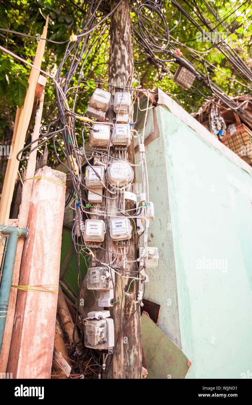 Electric pole in the Asian country Stock Photo - Alamy
