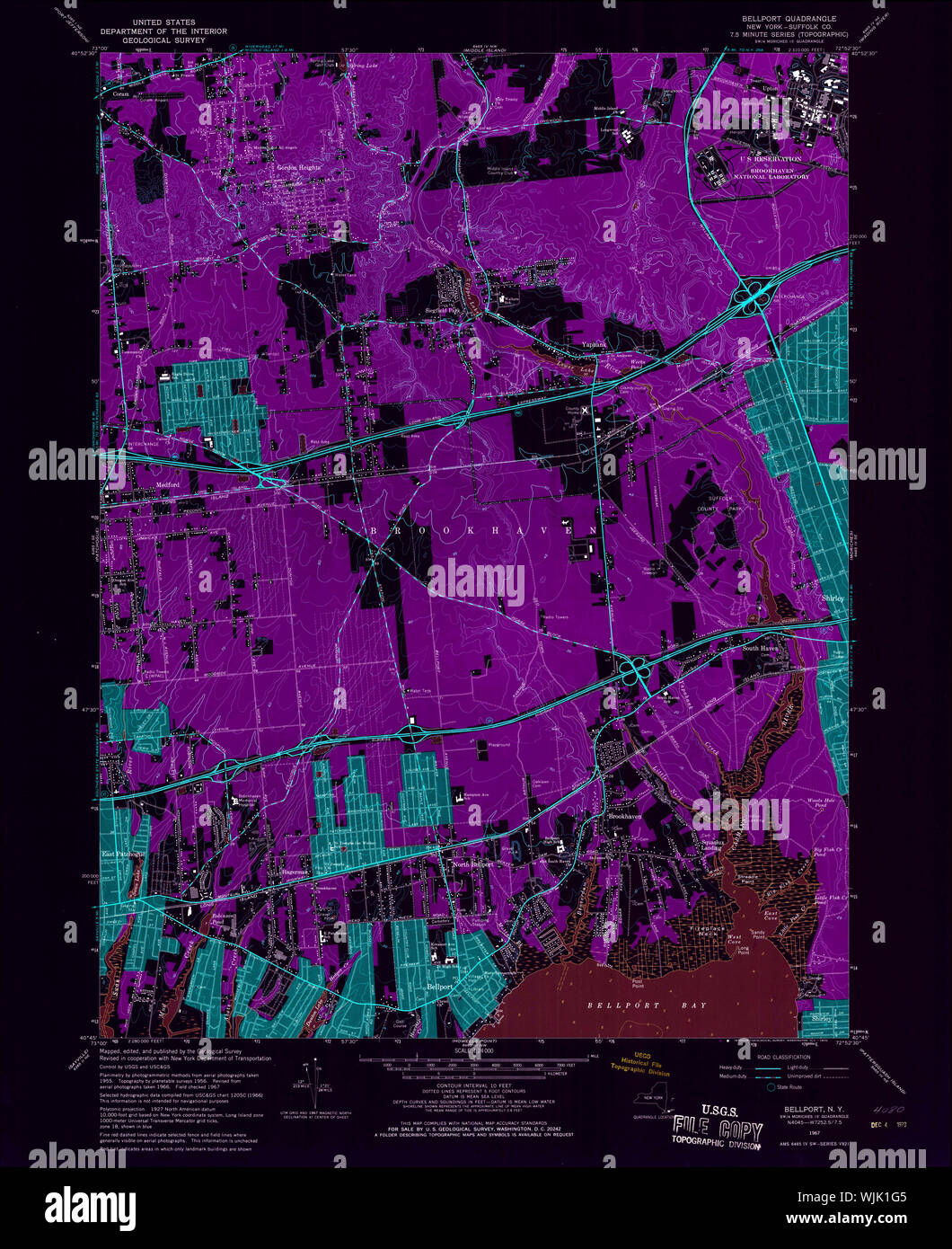 New York NY Bellport 123239 1967 24000 Inverted Restoration Stock Photo