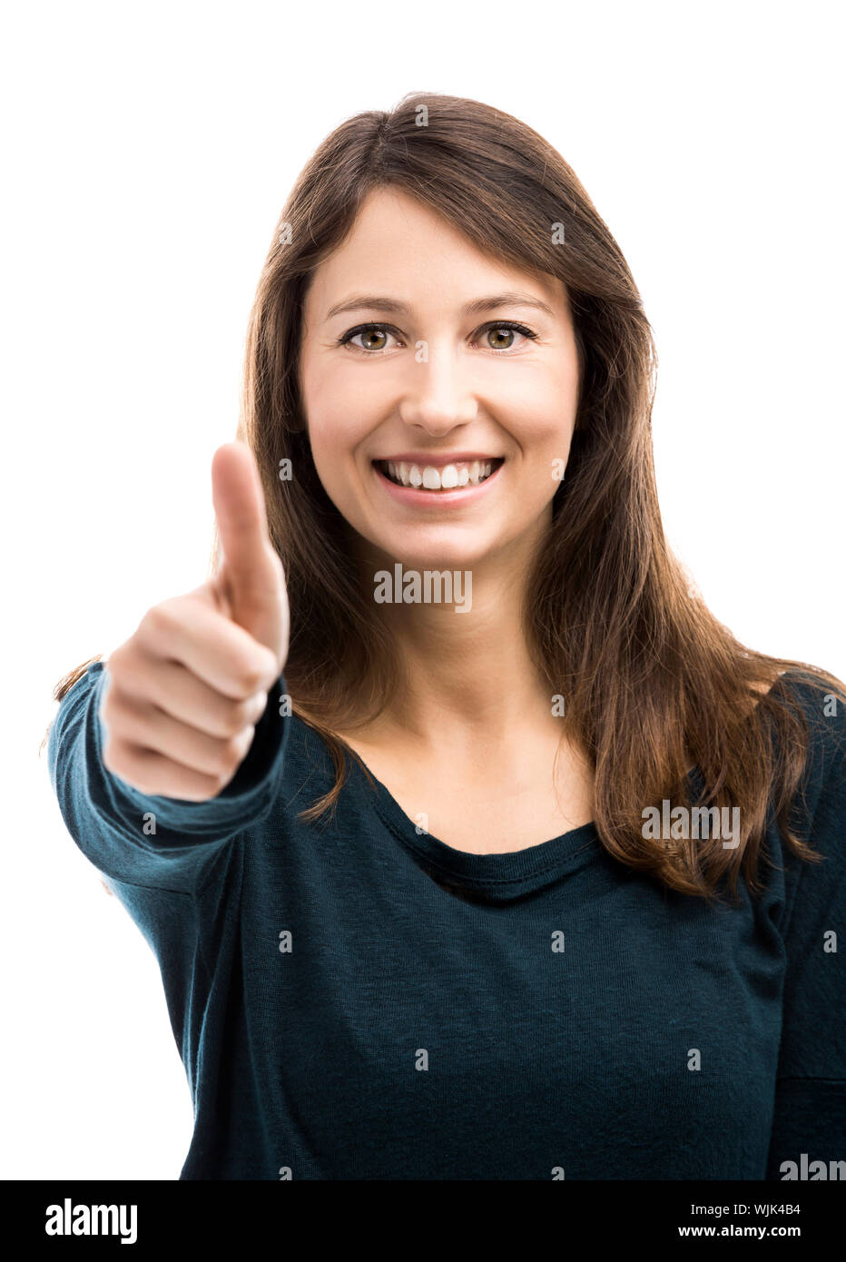 Beautiful woman with thumbs up isolated over a white background Stock ...