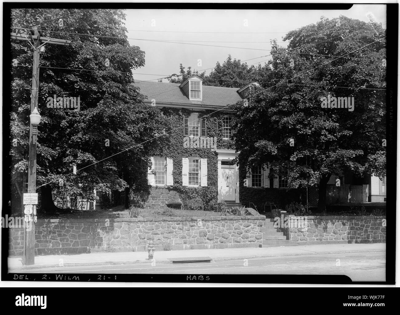 Historic American Buildings Survey W. S. Stewart, Photographer Aug. 25, 1936 VIEW FROM SOUTH EAST - Derrickson House, 1801 North Market Street, Wilmington, New Castle County, DE; Built about 1771 by James Marshall. Stock Photo