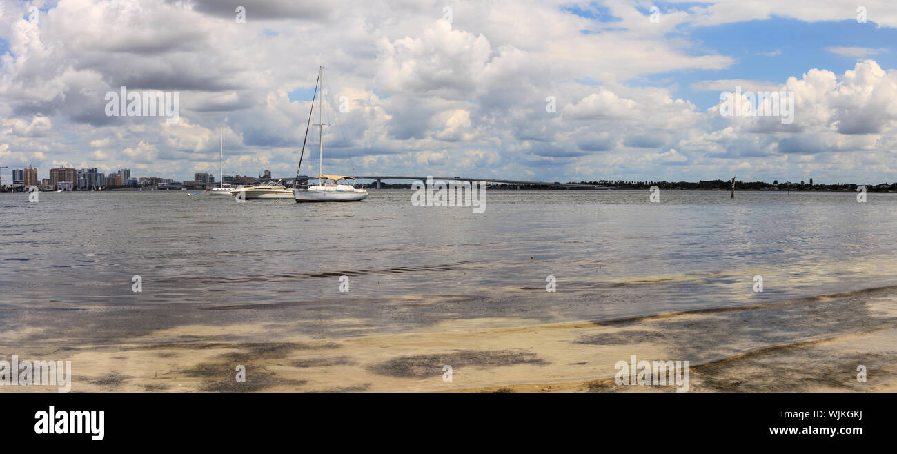 View of Boulevard of the Presidents from the Ken Thompson Boat Ramp in Sarasota, Florida. Stock Photo