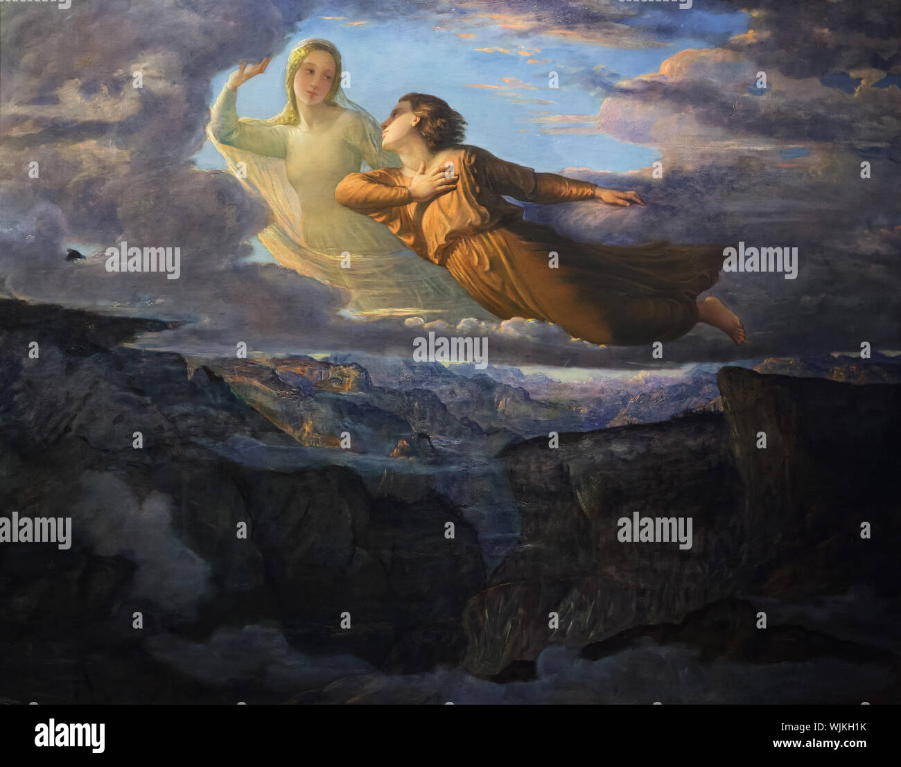 Painting 'The Ideal' ('L'Idéal') from the cycles 'The Poem of the Soul' (1835-1855) by French symbolist painter Louis Janmot on display in the Museum of Fine Arts (Musée des Beaux-Arts de Lyon) in Lyon, France. Stock Photo