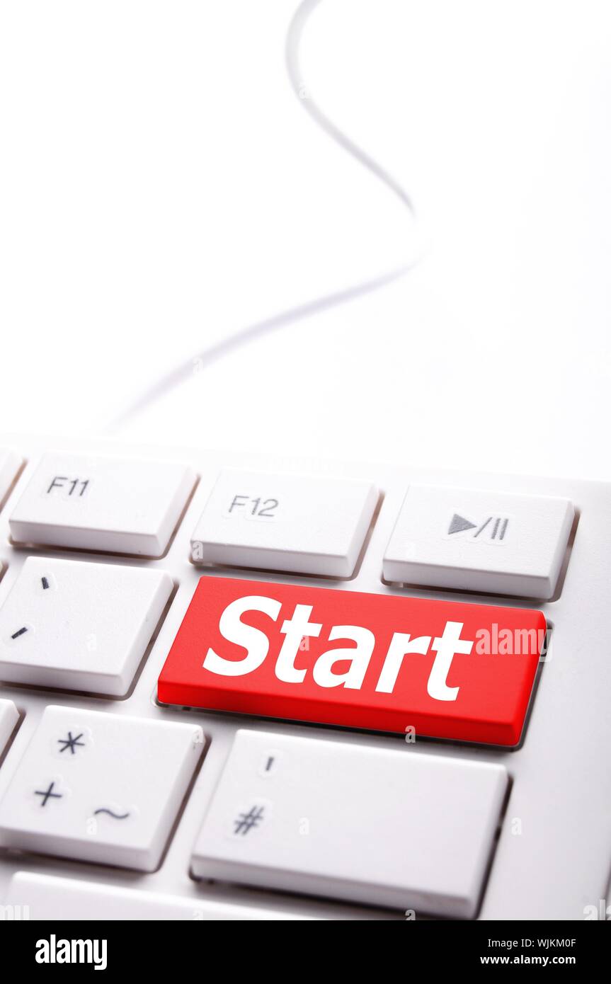 start button or key on keyboard showing go or power concept Stock Photo ...