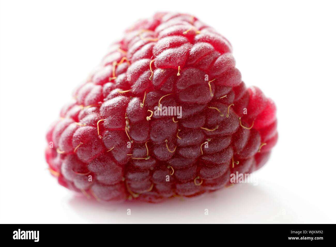 one red macro raspberry over white background studio shot Stock Photo ...