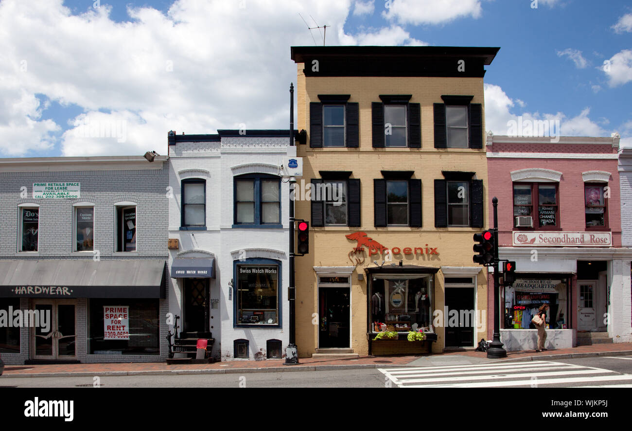 Historic buildings, Wisconsin Ave., NW, in the Georgetown neighborhood of  Washington,  Stock Photo - Alamy