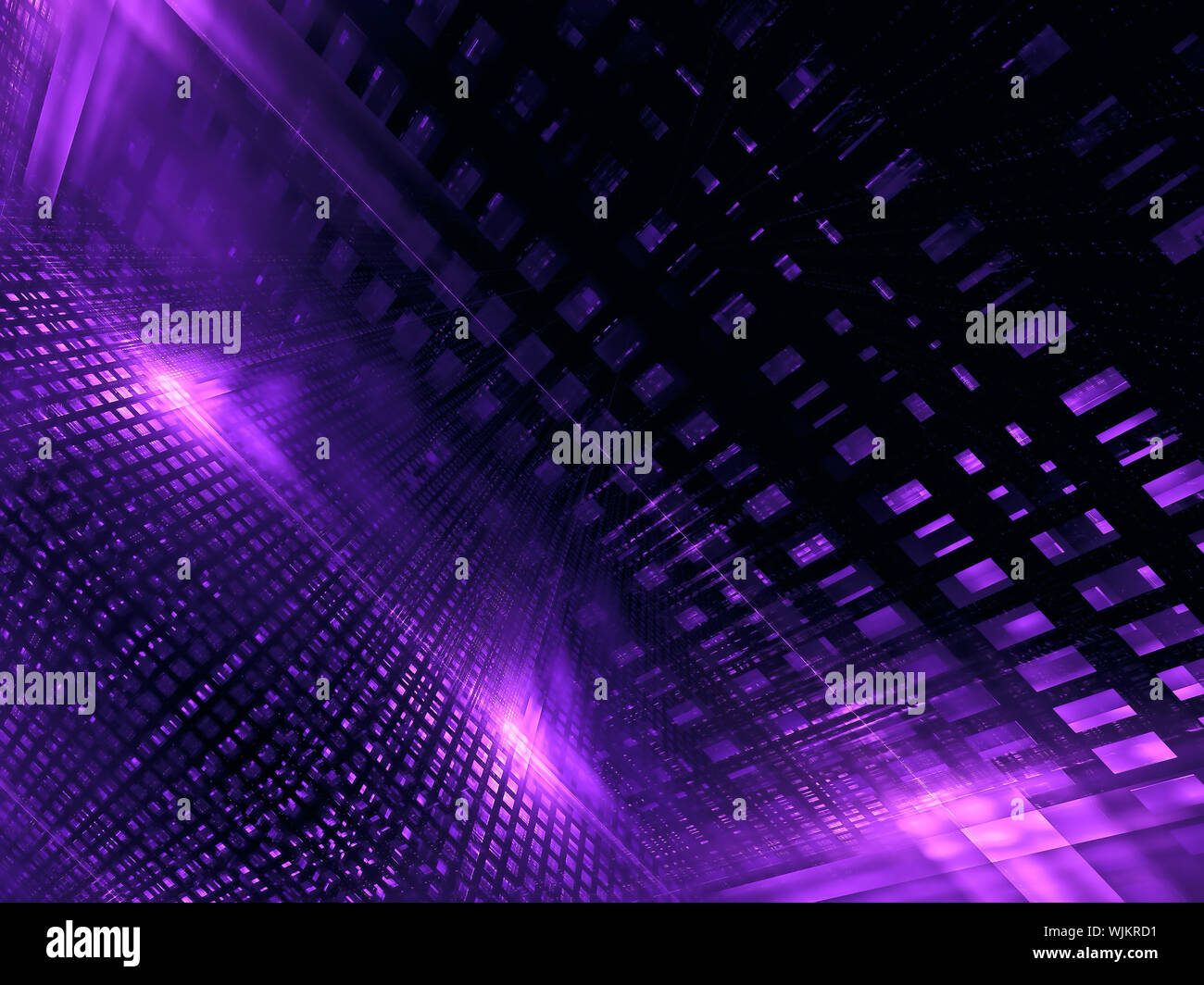 Abstract neon glowing grid - digitally generated image Stock Photo