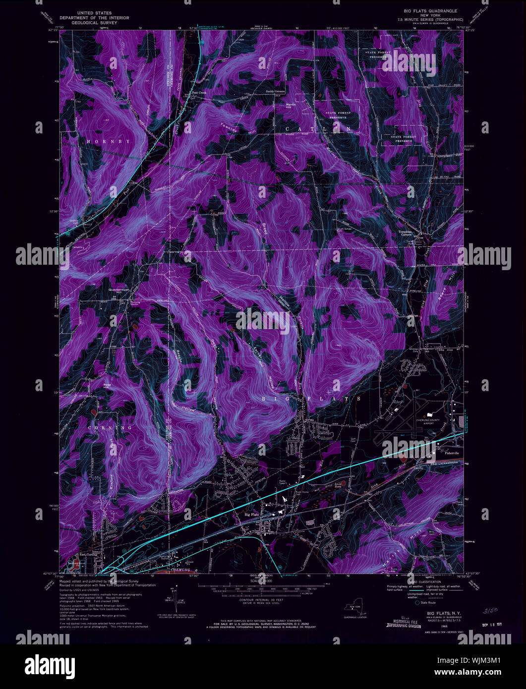 New York NY Big Flats 123275 1969 24000 Inverted Restoration Stock