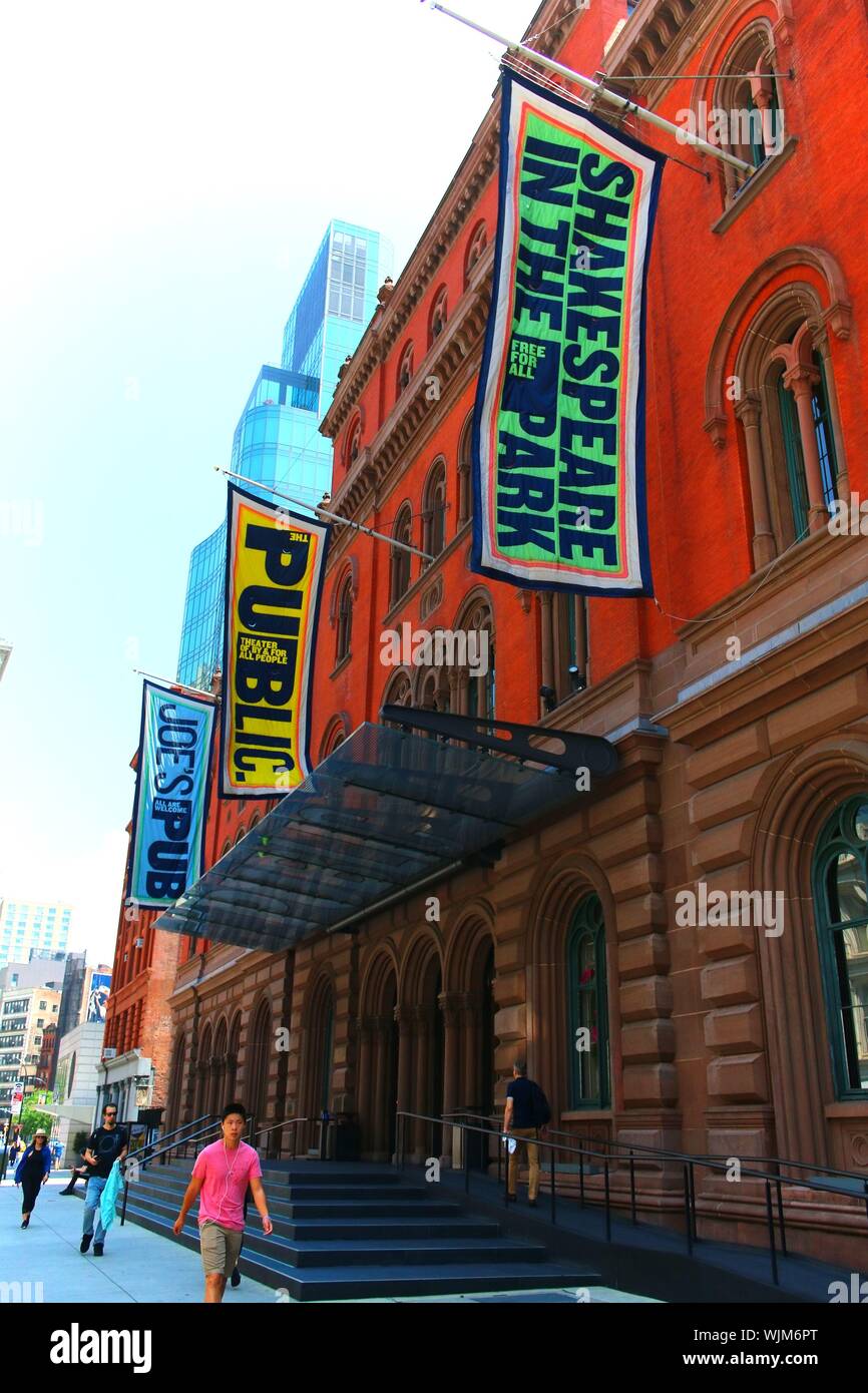 The Public Theatre, founded by Joseph Papp, is one of New York's most prominent cultural organizations. It is headquartered at the former Astor Librar Stock Photo