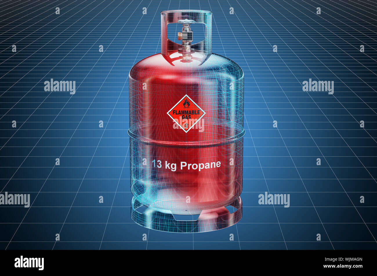 Visualization 3d cad model of propane cylinder with compressed gas