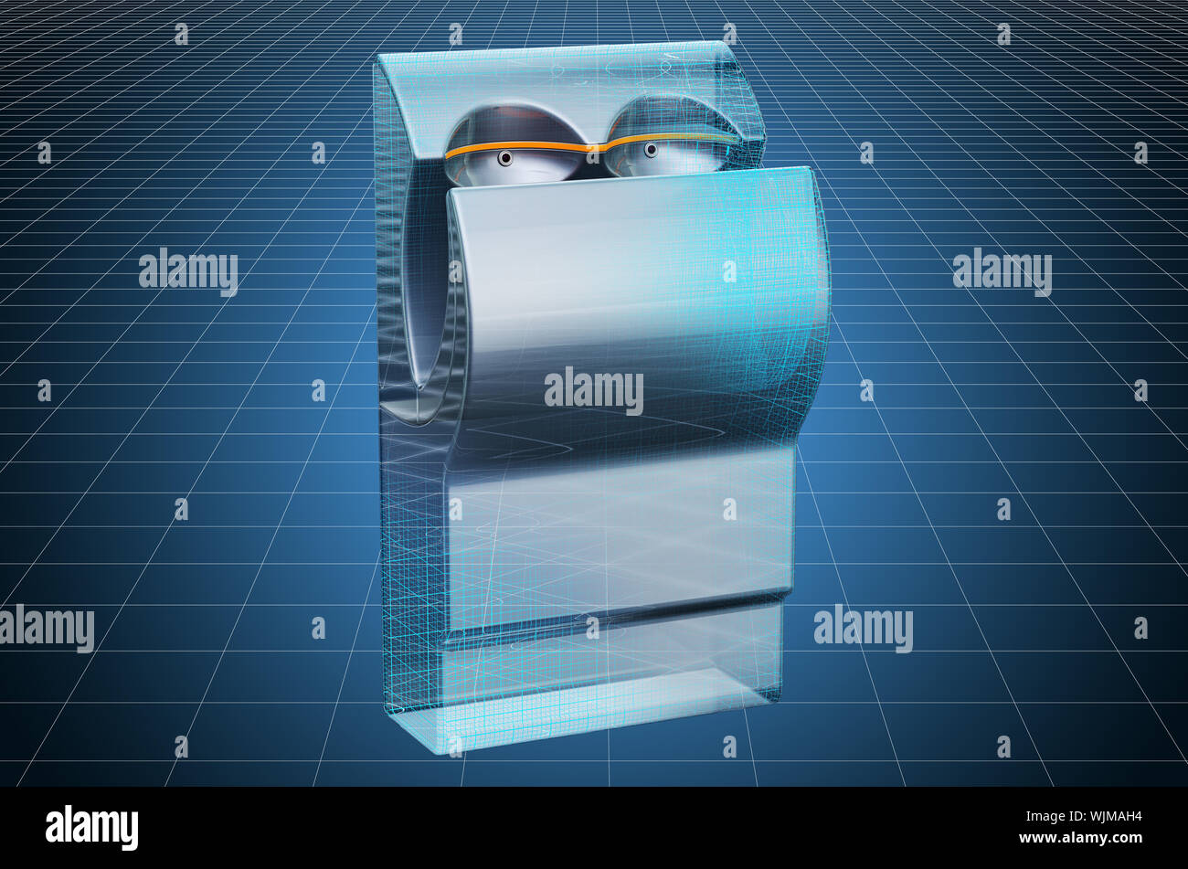 Visualization 3d cad model of Hand Dryer, blueprint. 3D rendering Stock