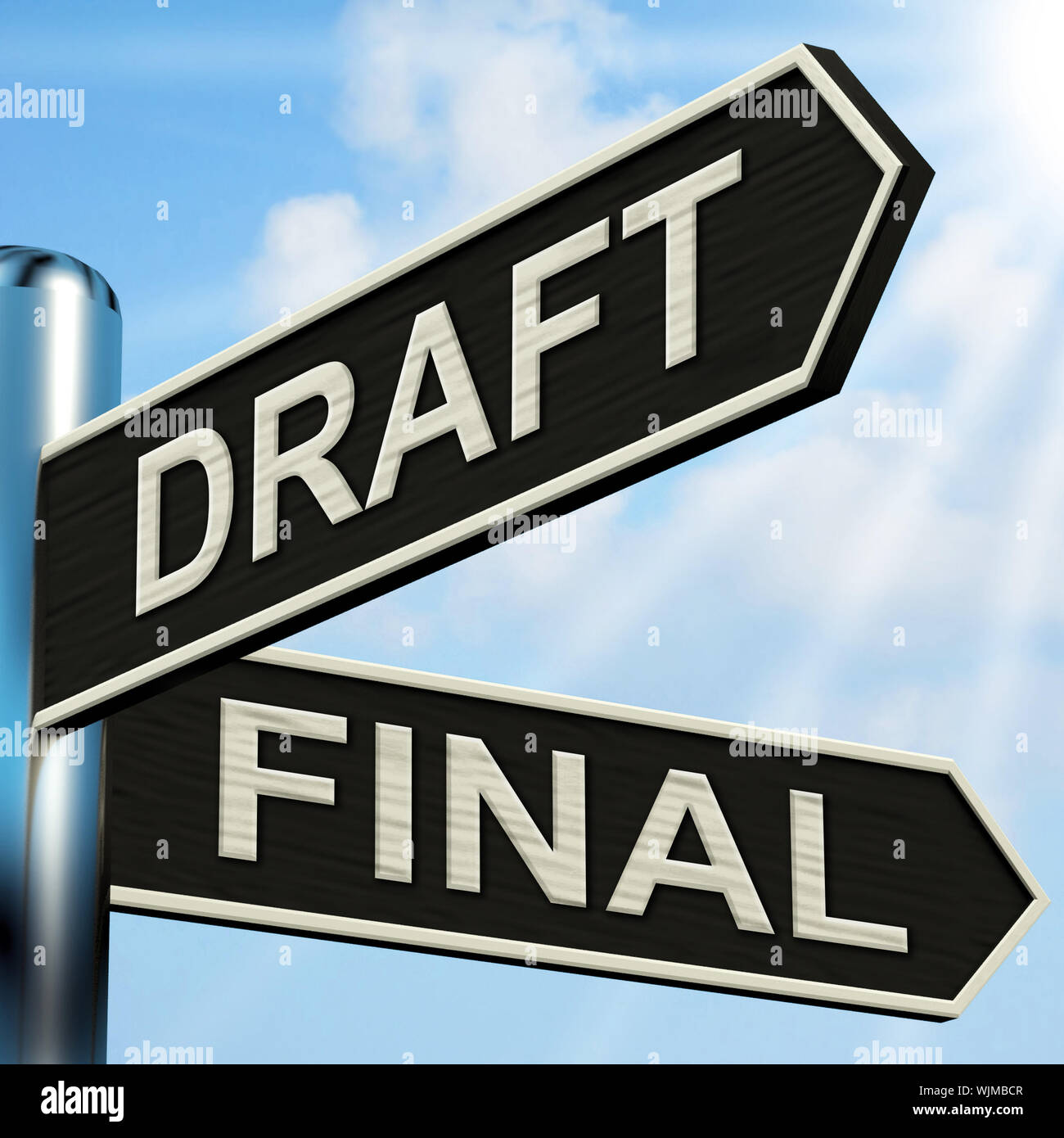 Draft Final Signpost Meaning Writing Rewriting And Editing Stock Photo