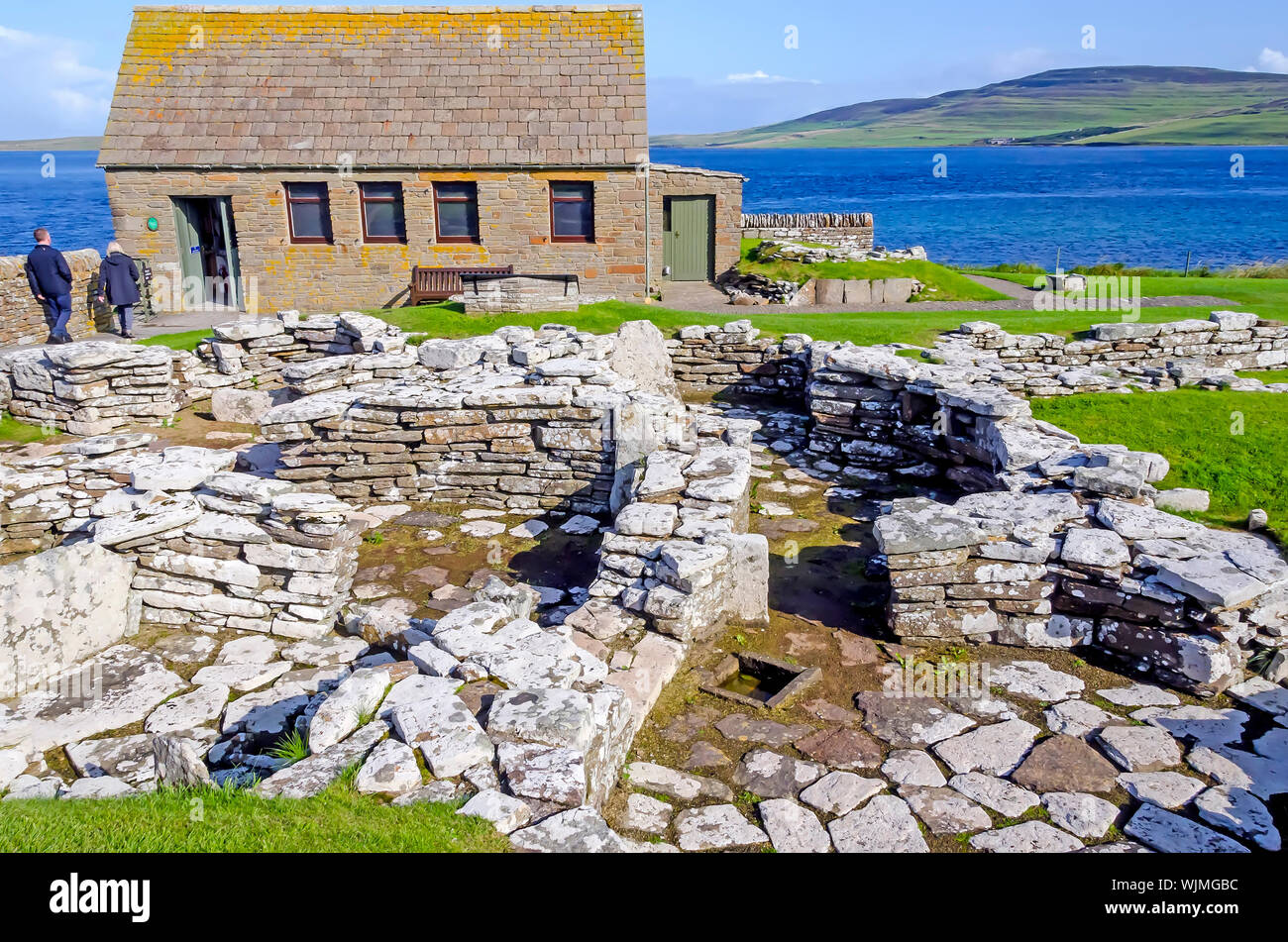 Broch of Gurness Pictish House moved from the Broch to the ticket stand and exhibition area, Orkney, Scotland. Stock Photo