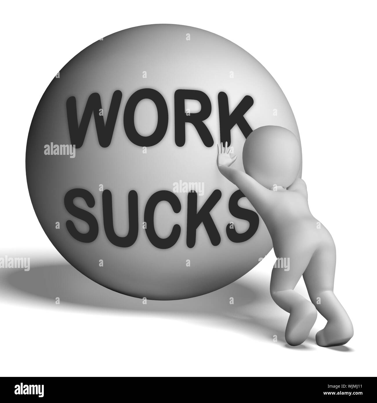 Hard Work Uphill 3D Character Showing Difficult Working Labour Stock ...