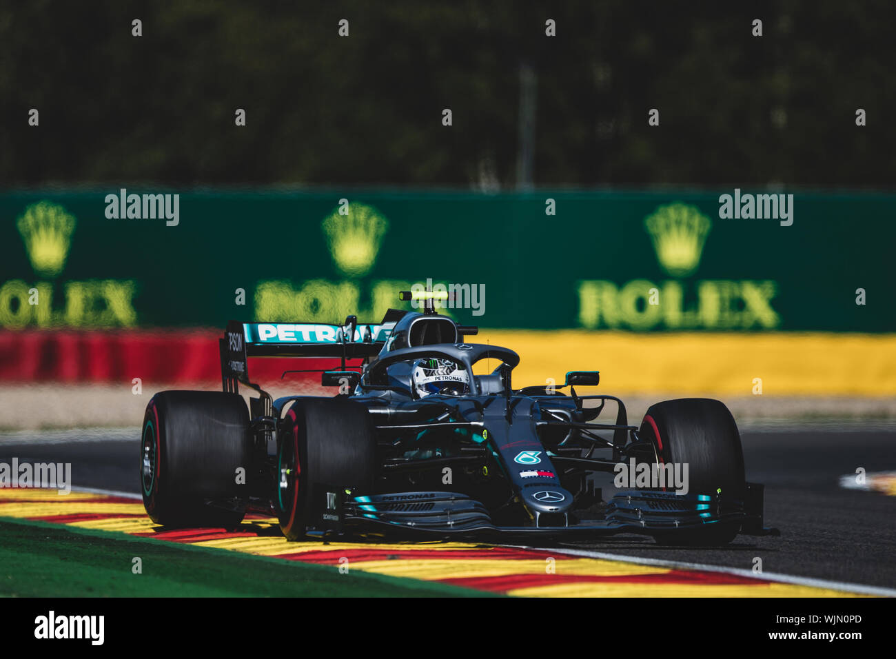 #77, Valterri Bottas, FIN, Mercedes, in action during the Belgian Grand Prix at Spa Francorchamps Stock Photo