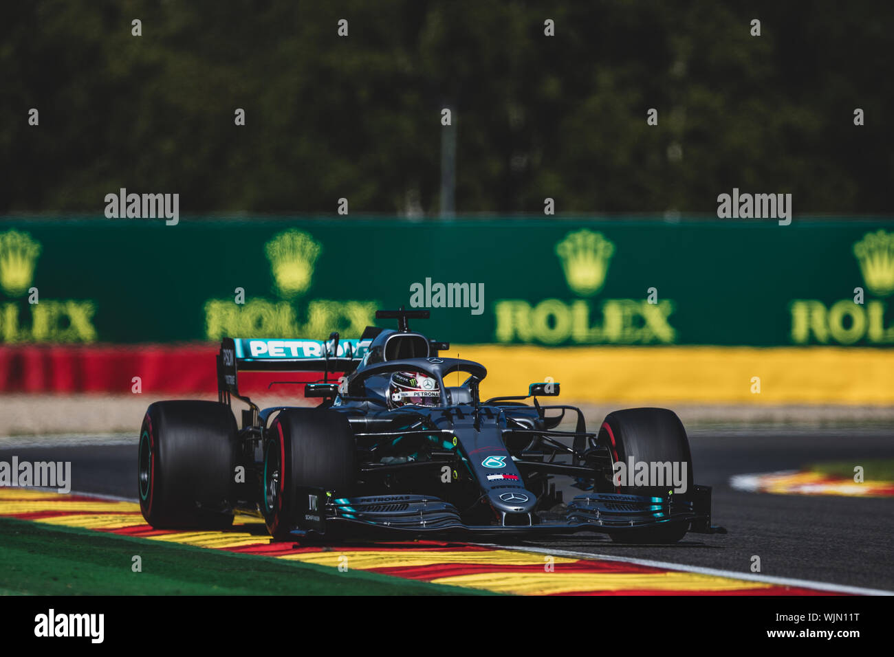 #44, Lewis Hamilton, GBR, Mercedes, in action during the Belgian Grand Prix at Spa Francorchamps Stock Photo