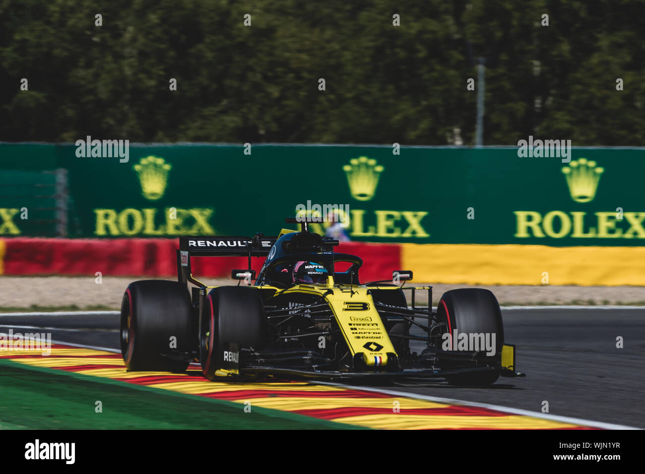 #3, Daniel Ricciardo, AUS, Renault,  in action during the Belgian Grand Prix at Spa Francorchamps Stock Photo