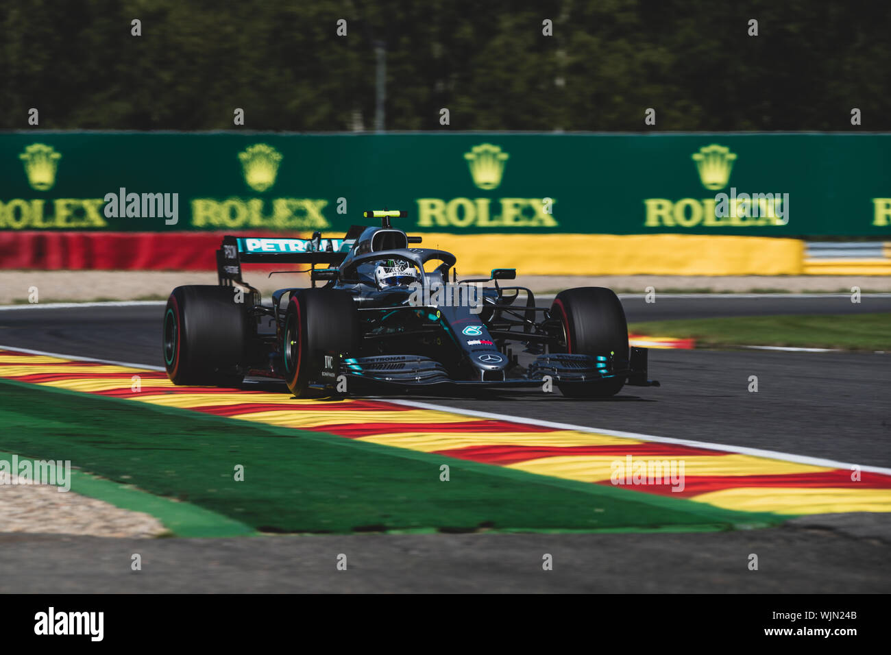 #77, Valterri Bottas, FIN, Mercedes, in action during the Belgian Grand Prix at Spa Francorchamps Stock Photo