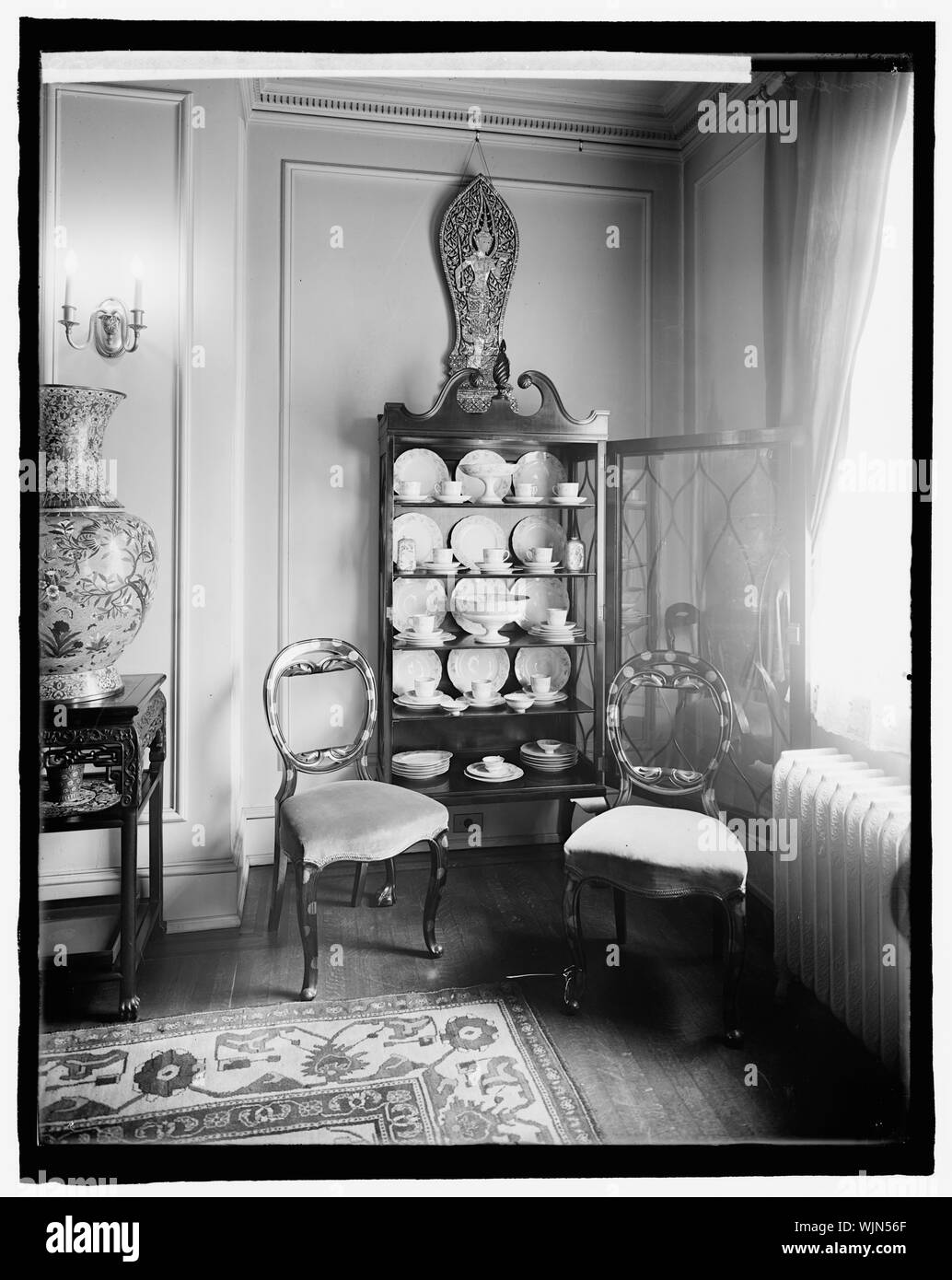 Home interior, china and chairs Stock Photo Alamy