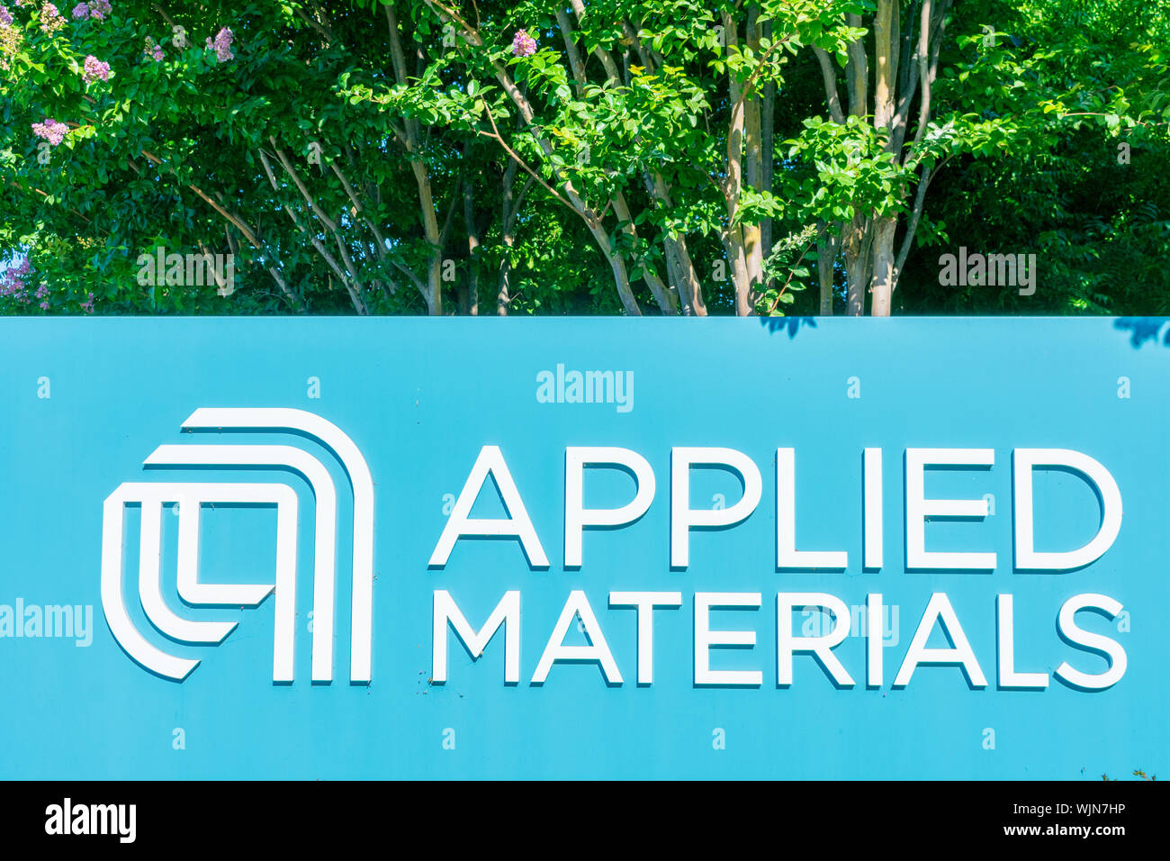 Applied Materials sign at company headquarters in Silicon Valley 