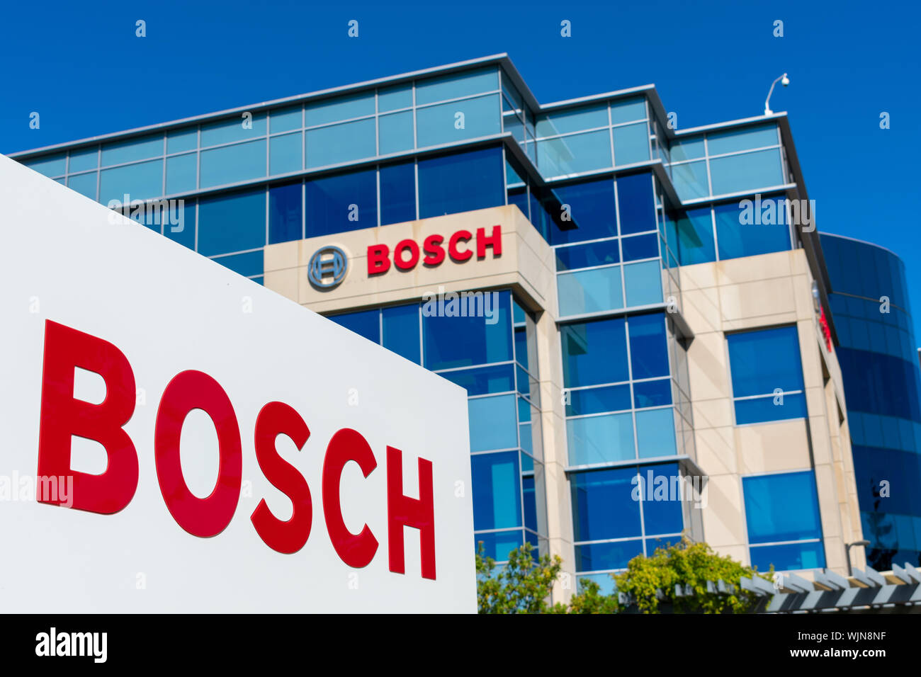 Bosch sign at Research and Technology Center in Silicon Valley, high