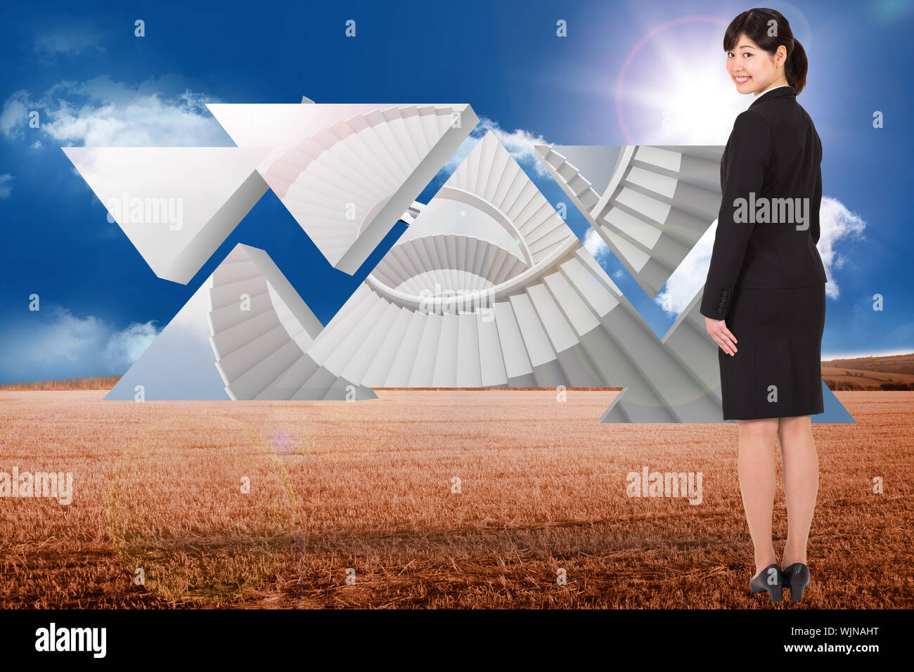 Woman on steps of plane hi-res stock photography and images - Alamy