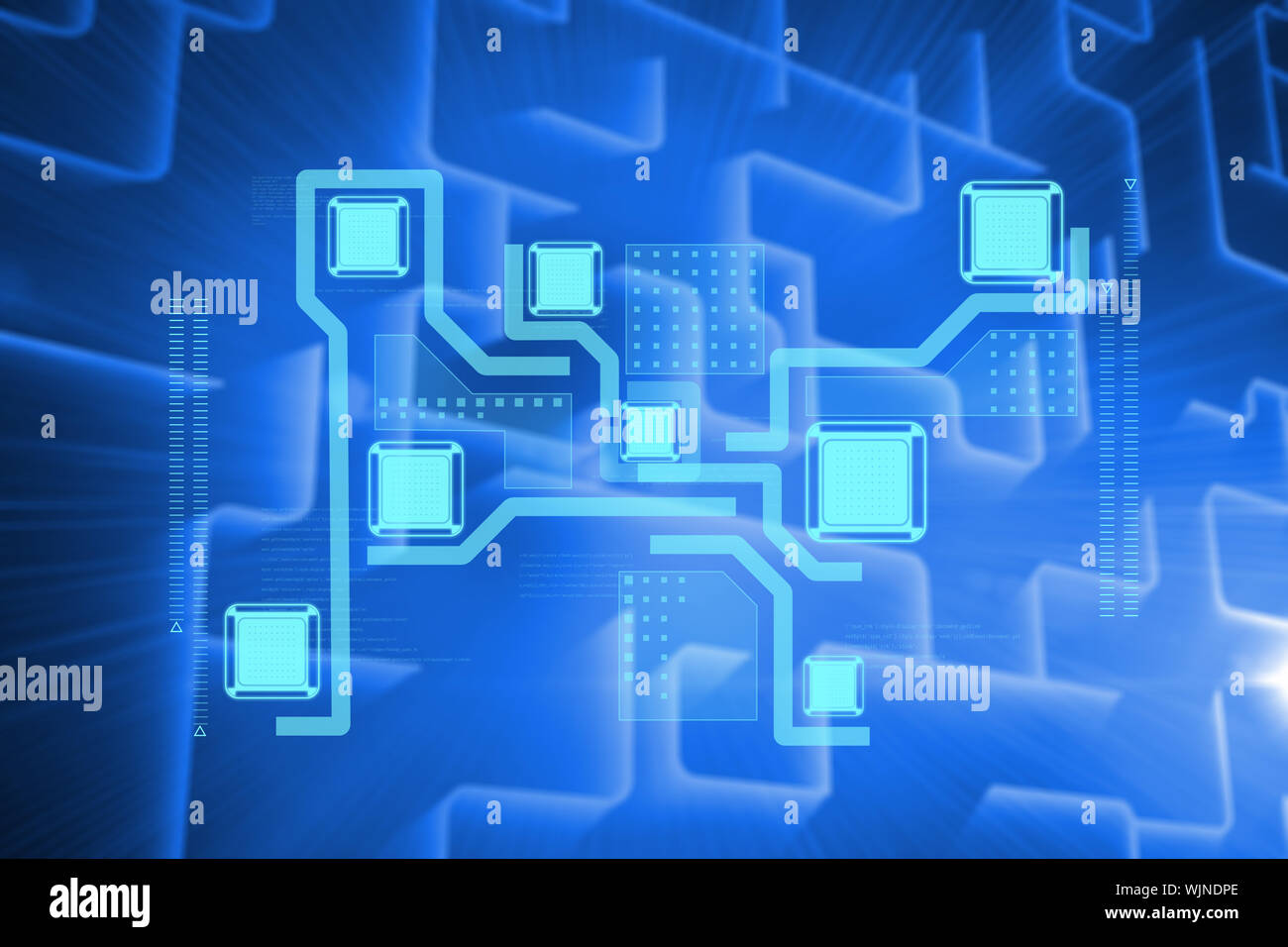 Technology interface  against futuristic glowing design Stock Photo