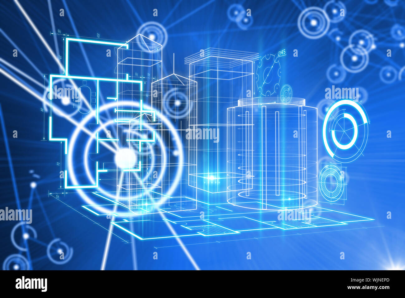 Technology interface against futuristic glowing circles Stock Photo