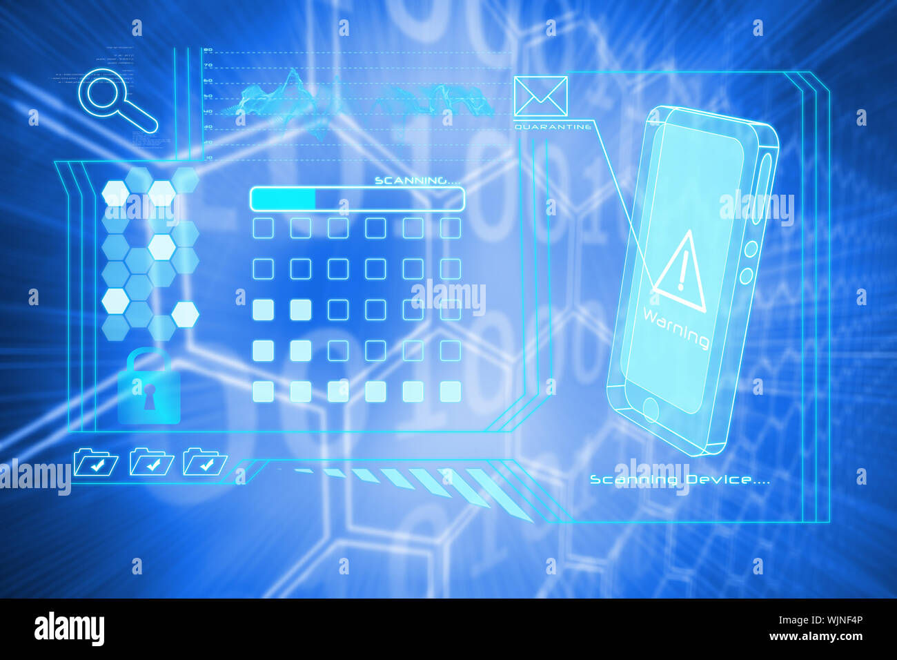 Security interface against background with shiny hexagons Stock Photo
