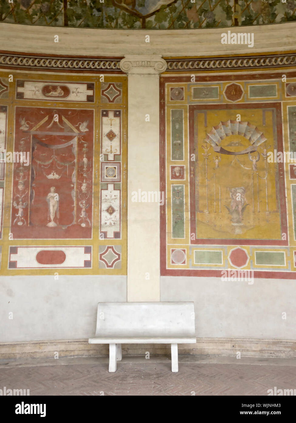 Frescoes in wall at Villa Giulia Etruscan Museum, Rome, 2019. Stock Photo