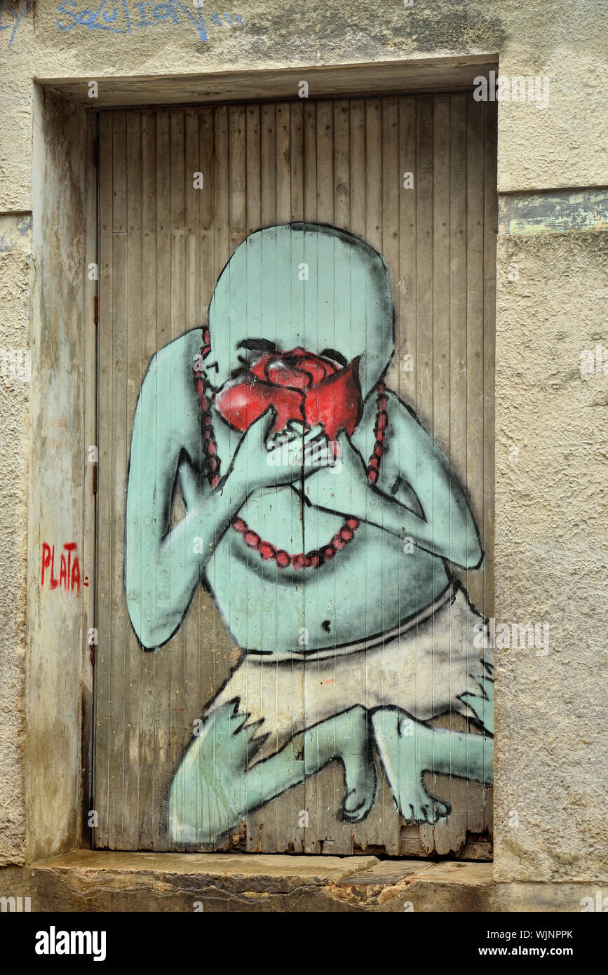 Street photography in central Havana Wall mural, La Habana (Havana), Habana, Cuba Stock Photo