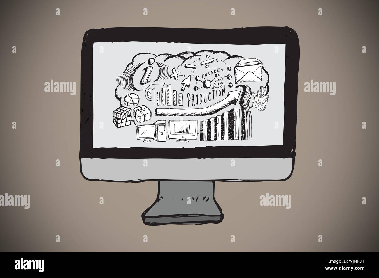 Computer Memory Doodle Brainstorm doodle against grey background with vignette Stock Photo - Alamy