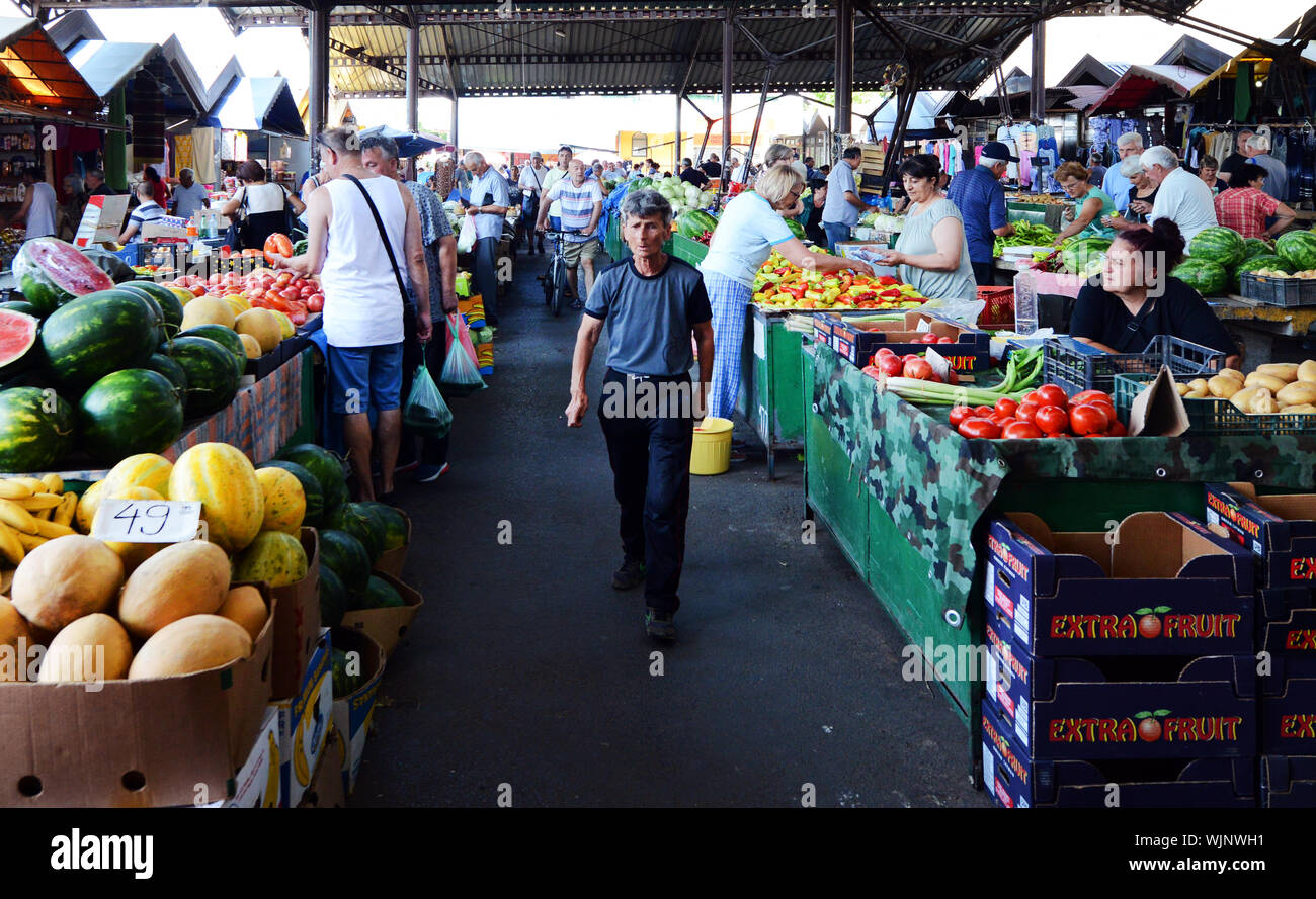 The vibrant market in Niš, Serbia. Stock Photo