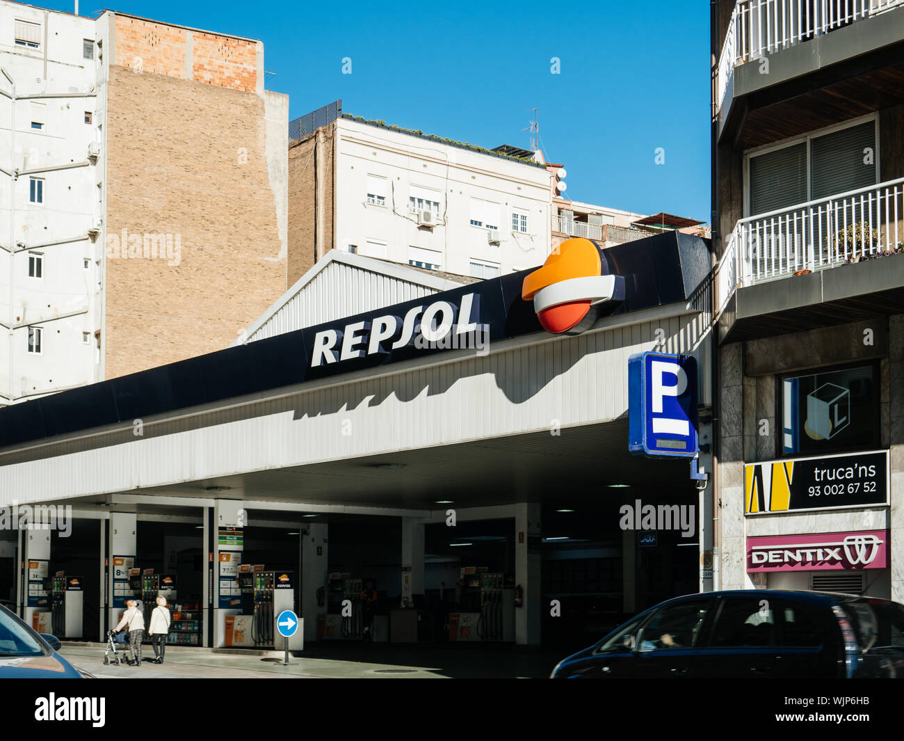 Barcelona, Spain Nov 13, 2017 Repsol gas station in central