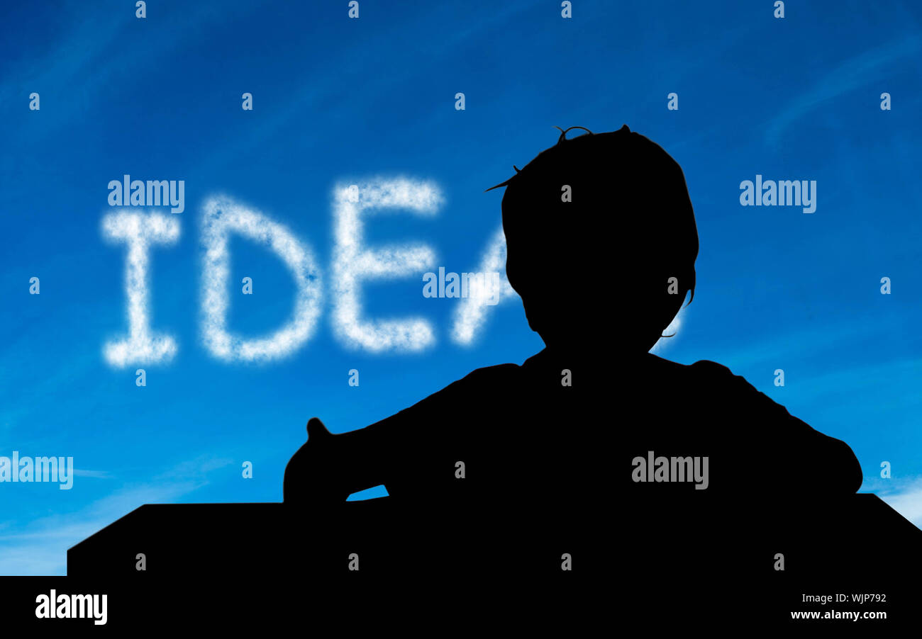 Composite image of ideas written in white in sky Stock Photo