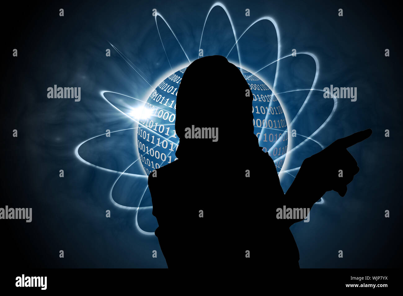 Composite image of shiny sphere with binary code Stock Photo