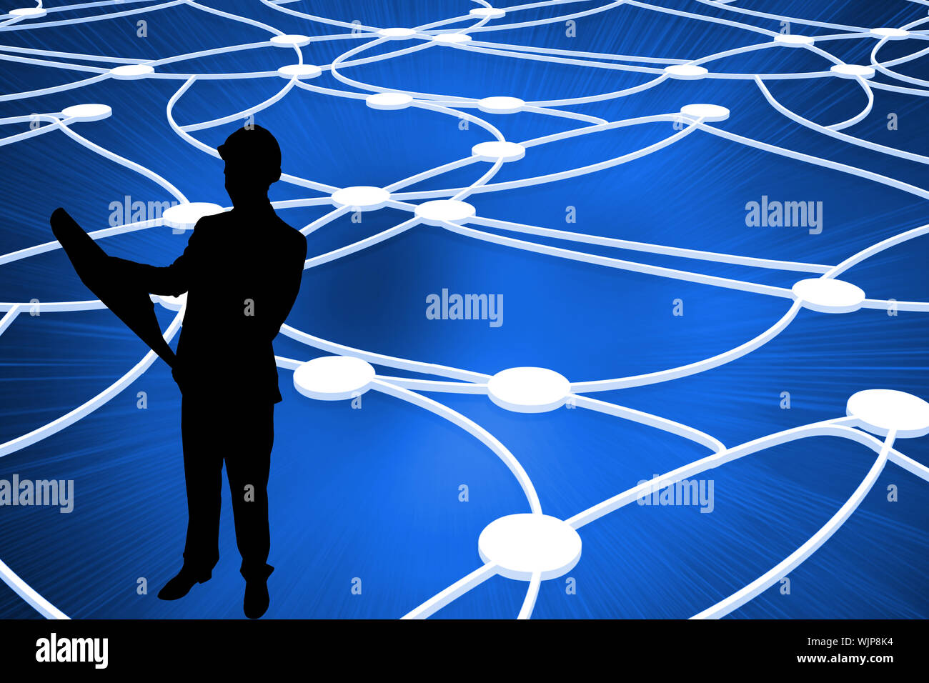 Composite image of shiny dots connected with lines Stock Photo