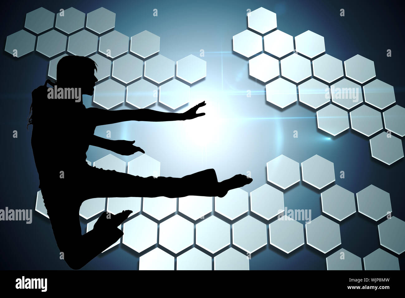 Composite image of technological background with hexagons Stock Photo