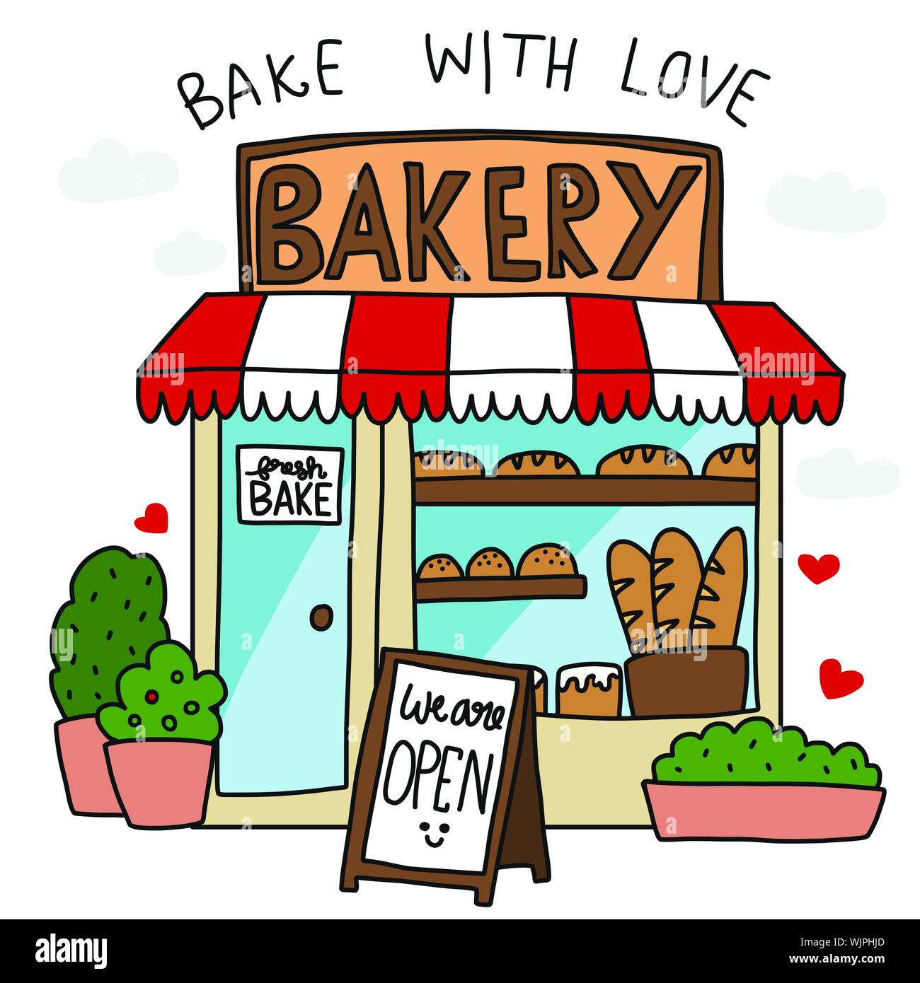 Bakery shop bake with love cartoon vector illustration Stock Vector Image &  Art - Alamy